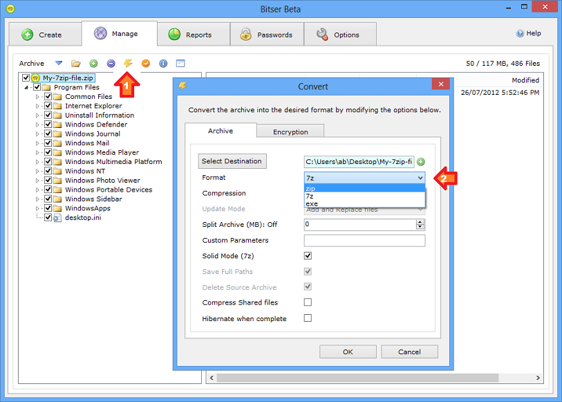 7z File Converter Bitser Freeware