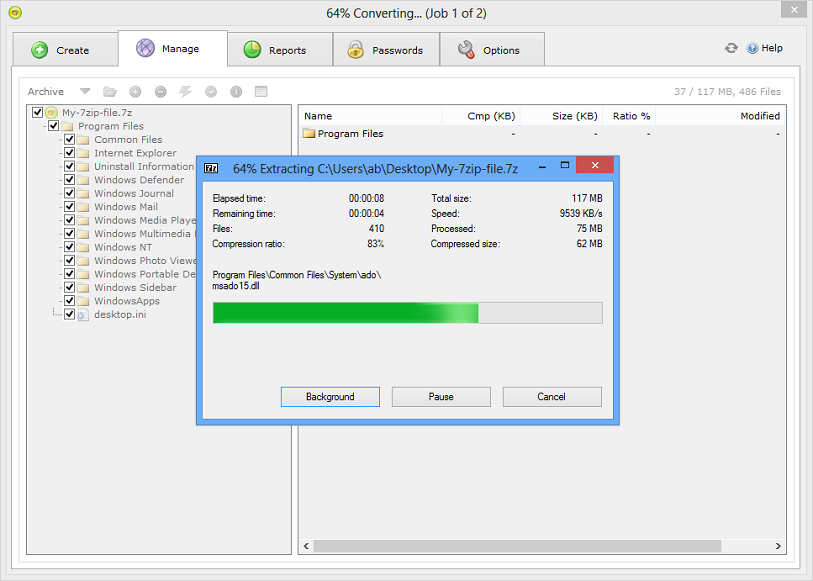 Bitser converting .7z file